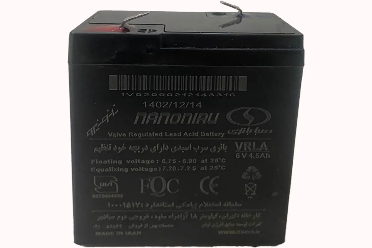 باتری ‌های 6 ولت 4.5 آمپر صبا باتری قابل شارژ و دشارژ هستند.
